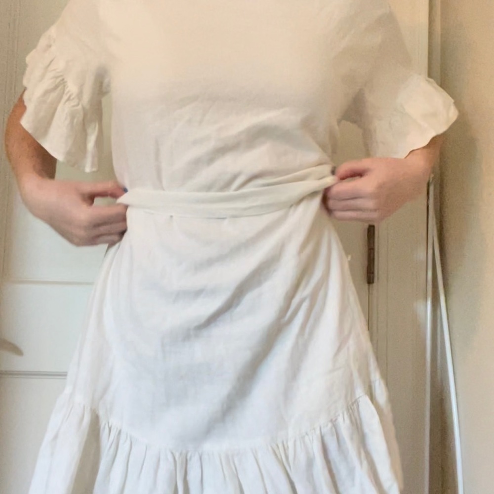 Cream ruffle dress from Urban Outfitters